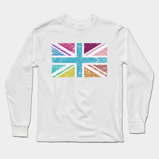 Distressed Union Flag Multicolored Long Sleeve T-Shirt by NataliePaskell